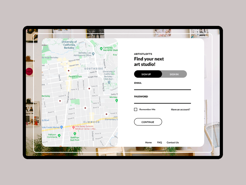 Daily UI #1 - Sign Up daily ui challenge dailyui dailyui001 dailyuichallenge design maps modern principleapp signin signup signup page signupform tablet ui