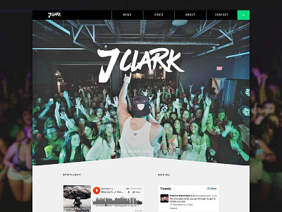 J.Clark Landing page artist dark flat landingpage minimal music musician slider ui web design webdesign website