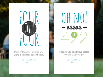 404, 422, Error 404 422 app error mobile mockup page web