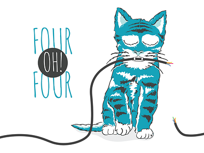 Error 404 404 blue cat character cord error illustration kitten page wacom web webdesign