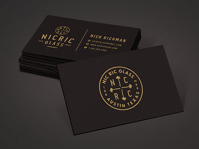 NicRic Glass cards black business card gold layout logo mockup mushroom print shroom