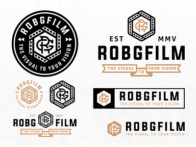 RobGFilm Identity badge branding film gold identity logo logo design patch stamp typography video videography
