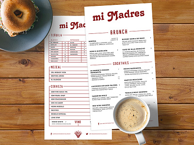 Mi Madres Cocktail / Brunch Menu bar bar menu beer branding brunch cocktail drinks food menu menu design mexican food resturant tequila typography wine