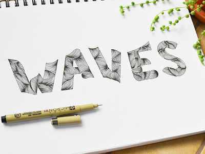 Waves hand drawn hand drawn font handlettering line art micron pen sketching