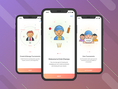 Onboarding app concept cricket design illustration onboarding ui ux