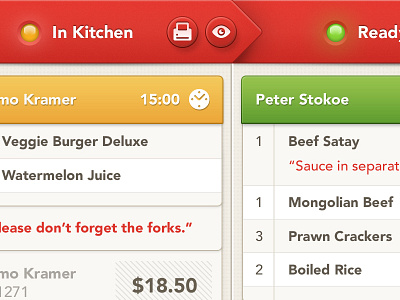 Restaurant POS UI app beverage drinks food items kitchen menu order price process restaurant software status total ui ux