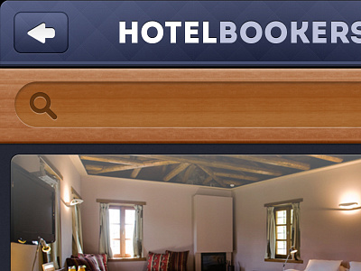 Hotel Theme App app hotel interface ios iphone ui ux wood