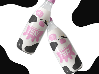 MILKY branding cow identity logo milk milk milk bottle milky