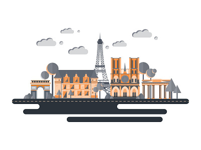 Paris Town art design flat design icon illustration