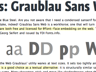 Graublau Sans with Lucida Sans graublau sans web lucida grande lucida sans nice web type web fonts