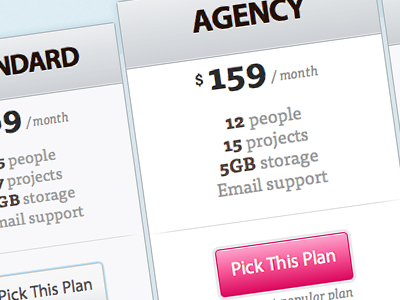 Plan Cards Hover State css3 plans pricing webapp