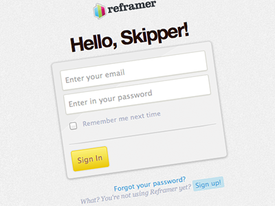 Reframer Sign In css3 html5 login signin webapp