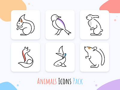 Animals Icon Set adobe illustrator ai drawing fish fox graphic hare icons rat sparrow squirrel
