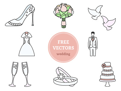 Wedding icons set bride icon illustrator wedding wedding clipart