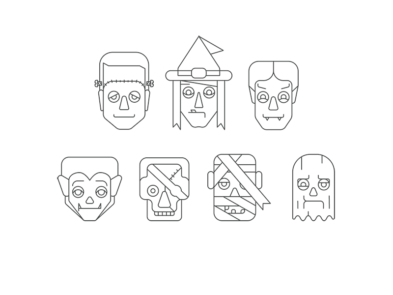 Halloween icons character face fear graphic halloween illustration illustrator scary