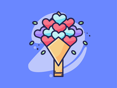 Valentine Flower 💖 cartoon dribbble filled icon flat heart icon icondesign iconography illustration love minimalist valentine valentines day vector