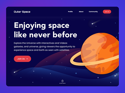Outer Space Landing Page design homepage illustration landingpage mars minimalist outerspace screen space space web ui ux ui ux design web design