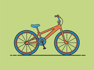BMX bicycle bike bmx design flat icon illustration minimal red ride vector wheels