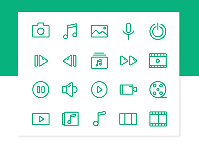 Media Icons app button design icon icon pack iconography icons set media mobile space symbol ui ux ui ux design vector web