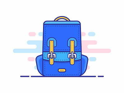 School Bag Icon bag blues design flat icon iconography illustration linear minimal schools vector