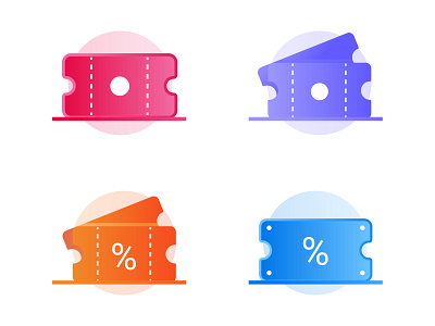 Ticket Variations dribbble flat gradient icon icondesign iconography illustration minimalist ticket vector voucher vouchers