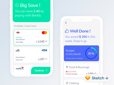 Bankly Budget Management #Sketch #Freebie app design finance flat interface ios minimal mobile ui ux