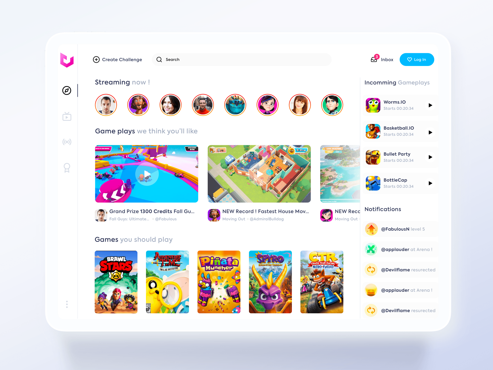 Online Gaming & Video Streaming App by Murat Nalcaci on Dribbble