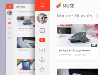 Video playlist ( Muse Dashboard ) board dashboard design icon list menu minimal play ui ux video web