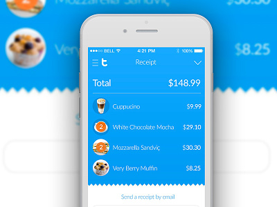 Tivlo payment system - online receipt app blue design finance ios iphone minimal mobile payment receipt ui ux