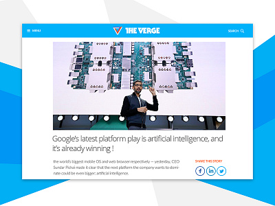 The Verge.com concept - News Page design flat minimal mobile ui ux web website