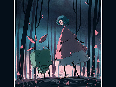 Poster for Gris charadesign fantastic forest illustration