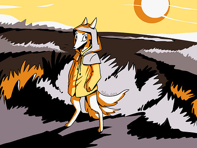 Yellow fox animal digital drawing fox illustration renard