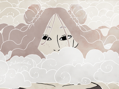 Head in the clouds animation girl illustration motion nuages