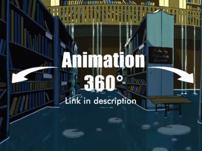 Library animation 360° 2d 360 360 degree 360 view animation illustration motion