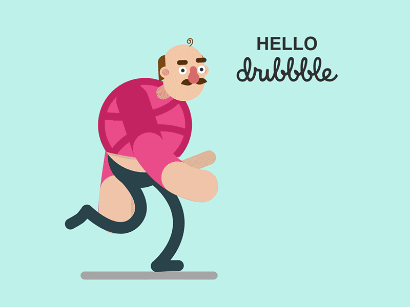 Hello Dribbble! 2d aftereffects animation character design firstpost motion motiongraphics running walkcycle