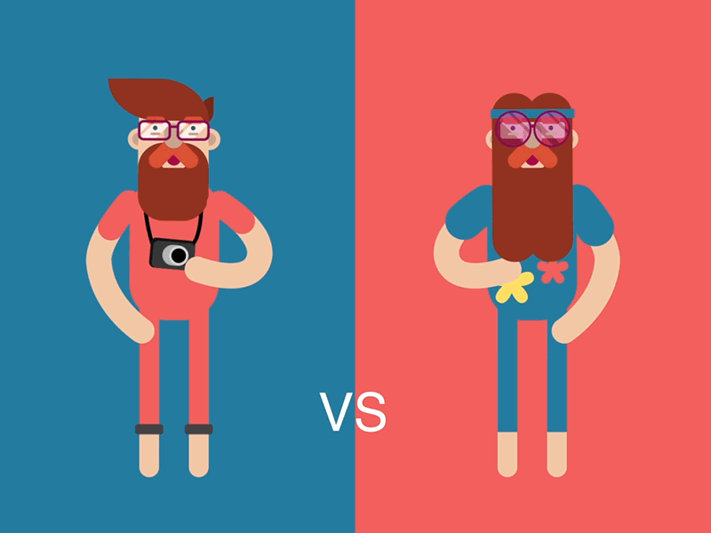 Hippie vs Hipster 2d aftereffects animation character design illustration motion motiongraphics walkcycle