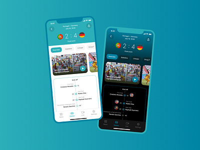 Football Tournament App app design euro feed football game league lineup match mobile news score soccer sports stats ui