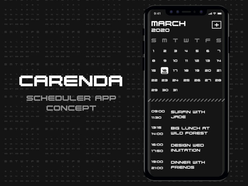 Carenda app concept calendar calendar ui dark ui darkmode ios app design scheduler uidesign