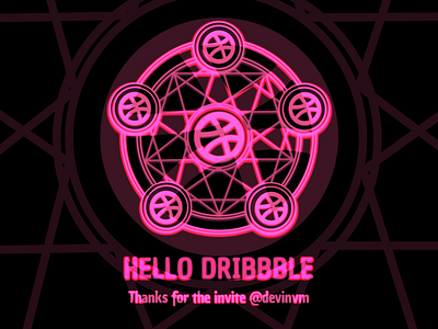 Hello Dribbble glitch hello dribbble neon light spooky thank you witchcraft