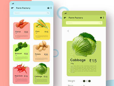 Food Factory Mobile UI app ui app ui design design illustration mobile app mobile app design mobile ui uidesign vegetable webdesign