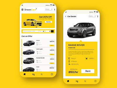 Dreamcarz Mobile UI android app app design cars app illustration ios app design mobile ui rental app ui ui design uidesign