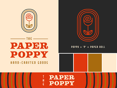 Paper Poppy Branding 01 badge branding color palette flower flower logo icon logo modern logo simple logo typography