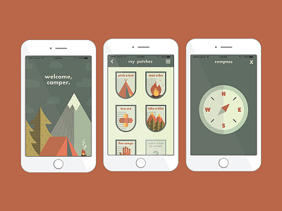 App Screens adventure app app design camping flat flat illustration icon mobile outdoors ui ux