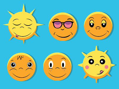 Sunny Faces bright colors characters summer sun sunglass sunny