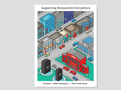 Food Fanatics Magazine Advert Concept advertising cars food industry isometric art restaurant service industry