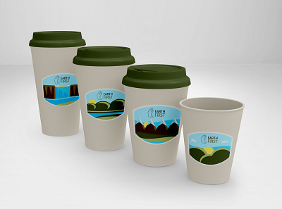 Earth First Hot Cups biodegradable coffee cups eco friendly flat illustration hot cups nature