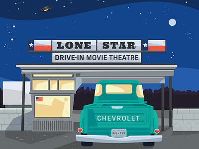 Lone Star american night drive in drive in movie old truck summer night summertime texas ufo