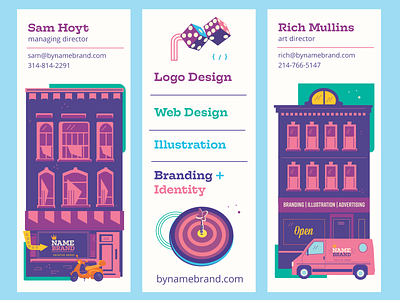 Vertical Moo Mini Cards brand design building business card creative agency dice moo cards target