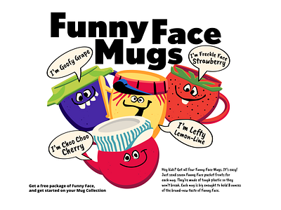 Funny Face Mugs 1960s 1970s advertisement characters childhood memories funny face mugs mugshot