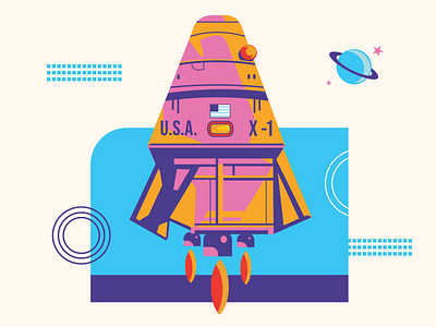 Space Capsule planet retro space art rocket space capsule space travel united states space program